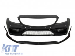 Front Bumper with Lip Extension suitable for Mercedes C-Class W205 S205 C205 A205 (2014-2020) Limousine T-Model Coupe Cabriolet C63 Design - COFBMBW205AMGWOGFL