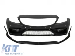 Front Bumper with Lip Extension suitable for Mercedes C-Class W205 S205 C205 A205 (2014-2020) Limousine T-Model Coupe Cabriolet C63 Design