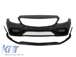 image-18-Front Bumper with Lip Extension suitable for Mercedes C-Class W205 S205 C205 A205 (2014-2020) Limousine T-Model Coupe Cabriolet C63 Design
