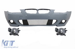 Front Bumper with PDC 18 mm suitable for BMW 5 Series LCI E60 E61 (2007-2010) and Fog Lights Projectors M-Technik Design - COFBBME60MTP18MM