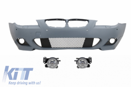 Front Bumper with PDC 18mm suitable for BMW 5 Series E60 E61 LCI (2007-2010) and Fog Lights Projectors M-Technik Design