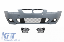 Front Bumper with PDC 18mm suitable for BMW 5 Series E60 E61 LCI (2007-2010) and Fog Lights Projectors M-Technik Design - COFBBME60MTP18WFM3