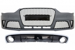 image-42-Front Bumper with Rear Bumper Valance Diffuser & Exhaust Tips suitable for Audi A4 B8 Facelift (2012-2015) Limousine Avant RS4 Design
