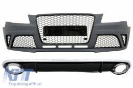 image-43-Front Bumper with Rear Bumper Valance Diffuserand Exhaust Tips suitable for Audi A4 B8 Pre-Facelift (2008-2011) RS4 Design