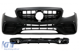 Front Bumper with Rear Diffuser and Exhaust Tips suitable for Mercedes E-Class W213 (2016-2019) E53 Design Black Edition - COFBMBW213AMGE63BRD