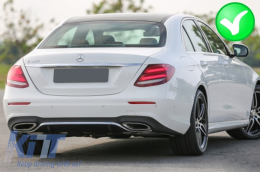 Front Bumper with Rear Diffuser and Exhaust Tips suitable for Mercedes E-Class W213 (2016-2019) E53 Design Black Edition-image-6057818