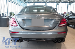Front Bumper with Rear Diffuser and Exhaust Tips suitable for Mercedes E-Class W213 (2016-2019) E53 Design Black Edition-image-6057820