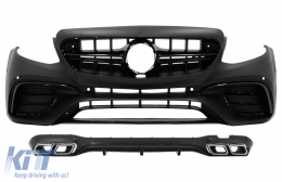 Front Bumper with Rear Diffuser and Exhaust Muffler Tips suitable for Mercedes E-Class W213 (2016-up) E63 Design - COCBMBW213AMGE63BB