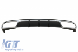 Front Bumper with Rear Diffuser and Exhaust Muffler Tips Black suitable for Mercedes E-Class W212 Facelift (2013-2016) E65 Design only Standard Bumper-image-6057958