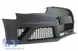 Front Bumper with Rear Diffuser and Exhaust Muffler Tips suitable for Audi A4 B8 Sedan Facelift (2012-2015) RS4 Design-image-6058237