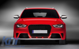 Front Bumper with Rear Diffuser and Exhaust Muffler Tips suitable for Audi A4 B8 Sedan Facelift (2012-2015) RS4 Design-image-6058249