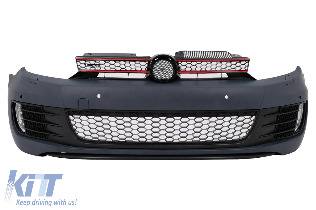 Front Bumper with RHD Headlights LED DRL Flowing Turning Light Chrome  suitable for VW Golf VI 6 (2008-2013) GTI U Design 