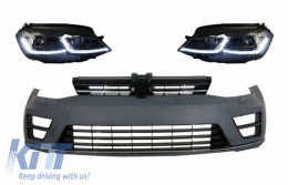 Front Bumper with RHD LED Headlights Sequential Dynamic Turning Lights suitable for VW Golf VII 7 (2013-2017) R-Line Look