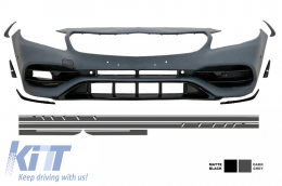 Front Bumper with Side Decals Sticker Dark Grey suitable for Mercedes A-Class W176 (2012-2018) Facelift A45 Design