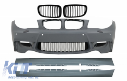 Front Bumper with Side Skirts suitable for BMW 1 Series E87 (2004-2011) 1M Design With Air Duct Vent - COFBBME87M1WOGSS