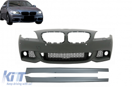 Front Bumper with Side Skirts suitable for BMW 5 Series F10 F11 Non LCI (07.2010-2013) Sedan Touring M-Technik Design - COFBBMF10MTPDCTWSS