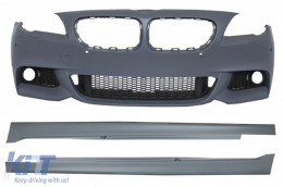 Front Bumper with Side Skirts suitable for BMW F10 F11 5 Series (2011-2014) M-Technik Design Without Fog Lamps