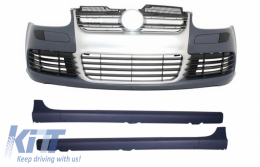 Front Bumper with Side Skirts suitable for VW Golf V 5 (2003-2007) Brushed Aluminium R32 Look - COFBVWG5R32AGTI