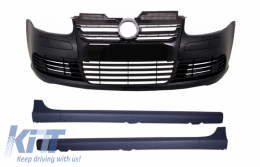 Front Bumper with Side Skirts suitable for VW Golf Mk V 5 (2003-2007) R32 Piano Glossy Black Grill - COFBVWG5R32B