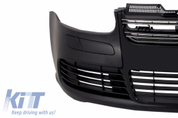 Front Bumper with Side Skirts suitable for VW Golf Mk V 5 (2003-2007) R32 Glossy Black Grill-image-6032554
