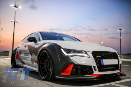 Front Bumper with Spoiler Lip Real Carbon suitable for Audi A7 4G Pre-Facelift (2010-2014) RS7 Design-image-6053876