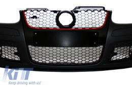 Front Bumper with Xenon Look Headlights Black suitable for VW Golf 5 V Mk5 (2003-2007) Jetta (2005-2010) GTI Design-image-6043282