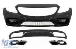 Front Bumper without central grille and Diffuser with Muffler Tips Chrome suitable for Mercedes C-Class W205 S205 (2014-2018) C63 Design - COCBMBW205CFBWOG