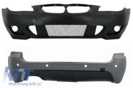 Front Bumper without Fog Lights and Rear Bumper with PDC 28mm suitable for BMW 5 Series E61 Touring 2003-2007 M-Technik Design - COCBBME61WFMT