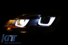 Front Bumper  suitable for VW Golf VI 6 (2008-2013) GTI Look with Headlights Golf 7 3D LED DRL U-Design LED Flowing Turning Light Red Stripe GTI RHD-image-6042250