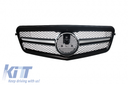 Front Central Grille suitable for MERCEDES Benz E Class W212 S212 (2009-2013) Facelift Single Stripe Design Black - FGMBW212AMGFB