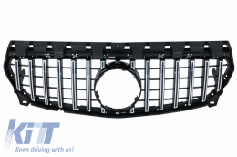 Front Central Grille suitable for Mercedes CLA C117 X117 W117 Facelift (2016-2018) CLA45 GT-R Panamericana Design Black Chrome