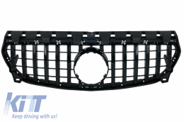 Front Central Grille suitable for Mercedes CLA C117 X117 W117 Facelift (2016-2018) CLA45 GT-R Panamericana Design Full Black - FGMBW117FGTRBCN