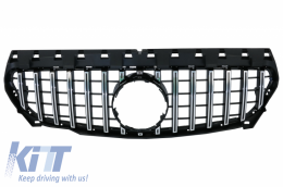 Front Central Grille suitable for Mercedes CLA C117 X117 W117 (2013-2018) CLA45 GT-R Panamericana Design Black Chrome - FGMBW117GTRCN