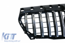 Front Central Grille suitable for Mercedes CLA C117 X117 W117 (2013-2018) CLA45 GT-R Panamericana Design Black Chrome-image-6042704