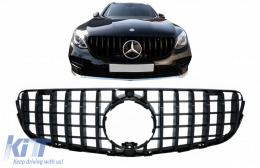 Front Central Grille suitable for Mercedes GLC X253 C253 (2015-2018) GT R Panamericana Design All Black