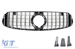 Front Central Grille suitable for Mercedes GLC X253 C253 Facelift (2020-up) GTR Panamericana Design Black Chrome - FGMBX253FGTR