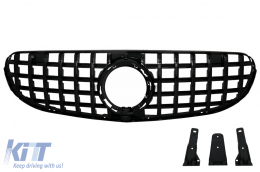 Front Central Grille suitable for Mercedes GLC X253 C253 Facelift (2020-up) Standard & Offroad GTR Panamericana Design All Black - FGMBX253FGTRBOFF