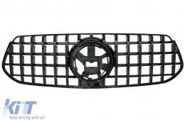 Front Central Grille suitable for Mercedes GLE SUV W167 V167 GLE Coupe C167 Sport Package (2019-Up) GTR Panamericana Design All Black - FGMBGLEV167GTRB