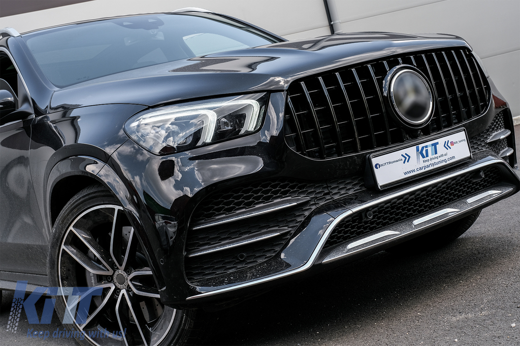 Front Central Grille suitable for Mercedes GLE SUV W167 V167 GLE Coupe C167  Sport Package (2019-Up) GTR Panamericana Design All Black 