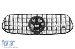 image-58-Front Central Grille suitable for Mercedes GLE SUV W167 V167 GLE Coupe C167 Sport Package (2019-06.2023) GTR Panamericana Design Glossy Black and Chrome
