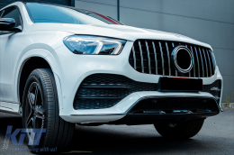 Front Central Grille suitable for Mercedes GLE SUV W167 V167 GLE Coupe C167 Sport Package (2019-Up) GTR Panamericana Design Glossy Black and Chrome-image-6095126
