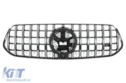 image-6-Front Central Grille suitable for Mercedes GLE SUV W167 V167 GLE Coupe C167 Sport Package (2019-06.2023) GTR Panamericana Design Glossy Black and Chrome