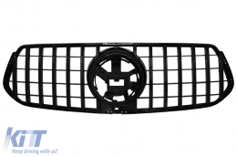 Front Central Grille suitable for Mercedes GLE SUV W167 V167 GLE Coupe C167 Sport Package (2019-Up) GTR Panamericana Design All Black - FGMBW167GTRB