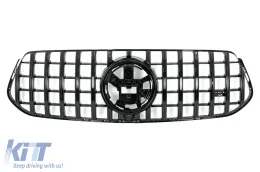 image-7-Front Central Grille suitable for Mercedes GLE SUV W167 V167 GLE Coupe C167 Sport Package (2019-06.2023) GTR Panamericana Design All Black