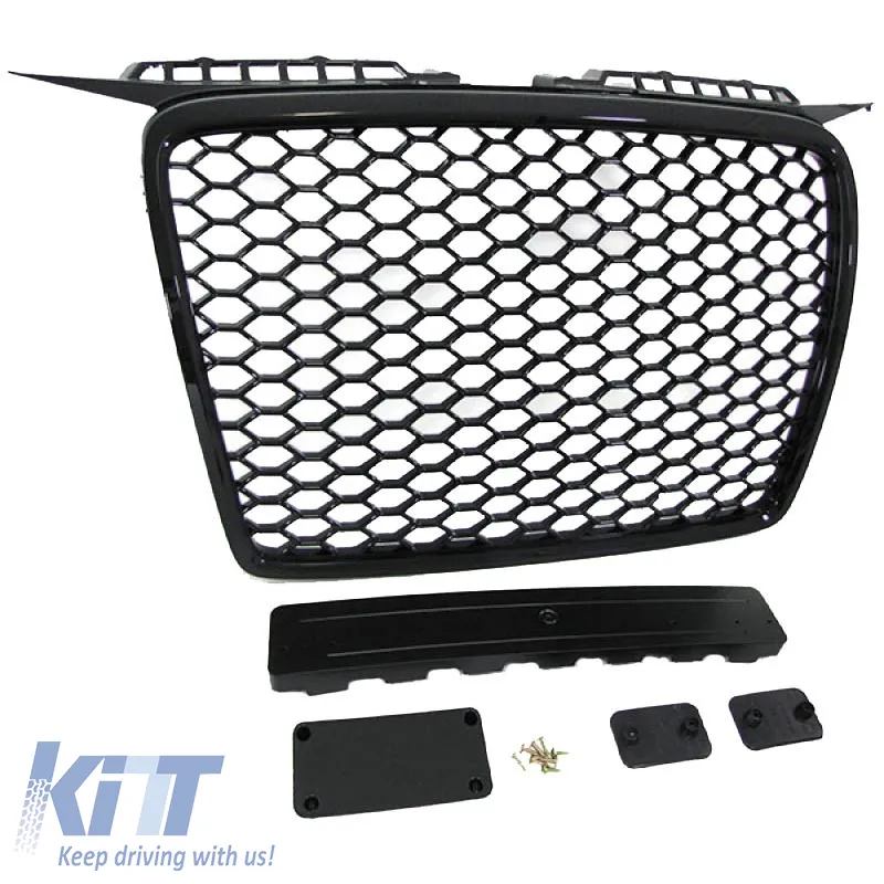 Front Grille suitable for Audi A3 8P 05-08 RS3 Look Honeycomb Glossy Black 1 Pc