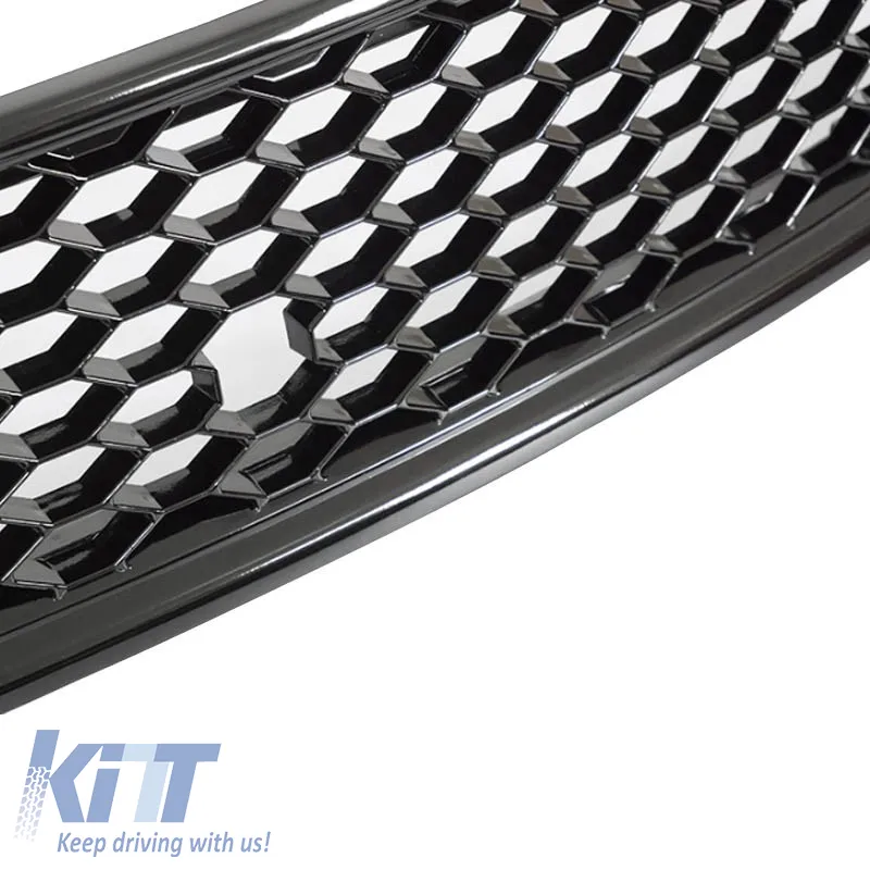Front Grille suitable for Audi A4 B6 8E 00-04 RS-Look Badgeless Glossy Black Mat 1Pc