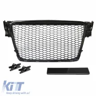 Front Grille suitable for Audi A4 B8 08-11 RS4 Look Honeycomb Glossy Black 1 Pc-image-6329177