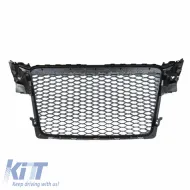 Front Grille suitable for Audi A4 B8 08-11 RS4 Look Honeycomb Glossy Black 1 Pc-image-6329181