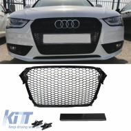 Front Grille suitable for Audi A4 B8 11-15 RS4 Look Honeycomb Glossy Black 1 Pc