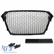 Front Grille suitable for Audi A4 B8 11-15 RS4 Look Honeycomb Glossy Black 1 Pc-image-6295820